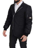 Black Wool Full Zip Long Sleeves Jacket
