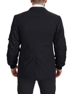 Black Wool Full Zip Long Sleeves Jacket