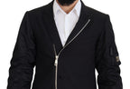 Black Wool Full Zip Long Sleeves Jacket