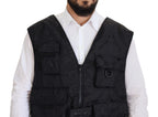 Black Nylon Full Zip Sleeveless Jacket