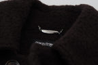 Black Alpaca Button Down Trench Coat Jacket