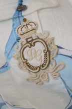 White Cotton Logo Embroidery Denim Jacket