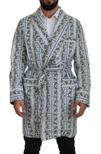 Blue Floral Cotton Robe Coat Jacket