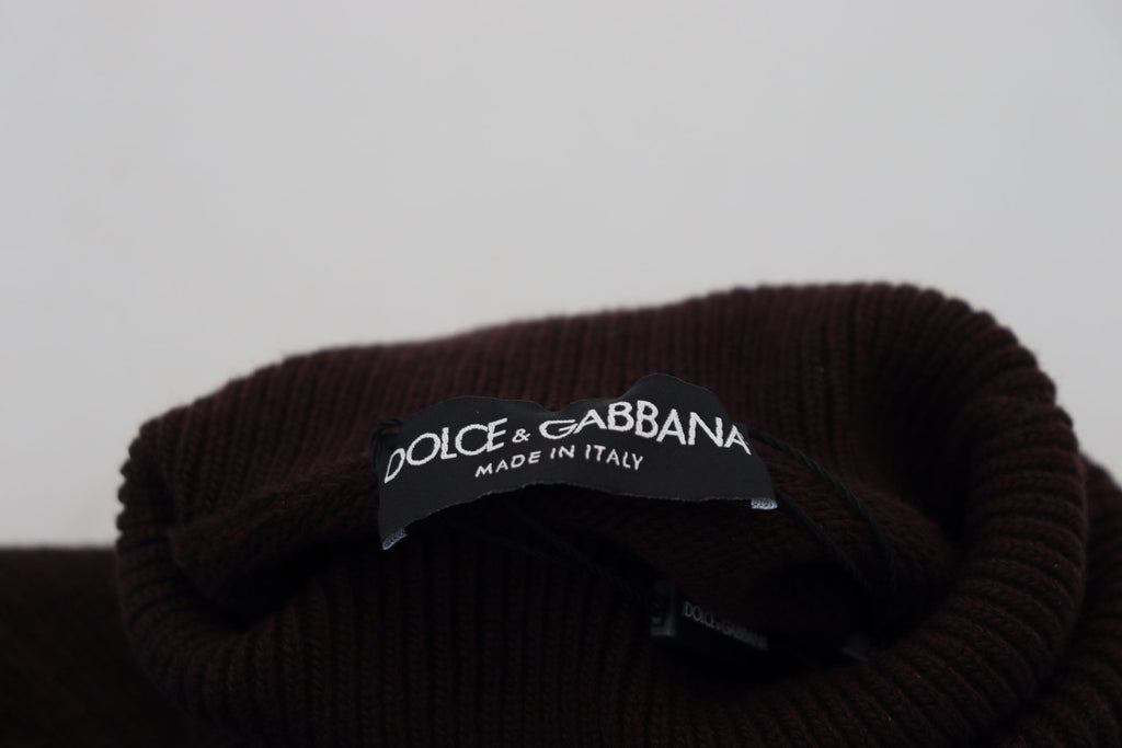 Brown Wool Turtle Neck Pullover Sweater