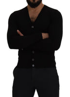 Black Wool Button Down Cardigan Sweater