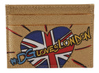 Gold Leather #DGLovesLondon Women Cardholder Case Wallet