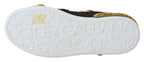 Black Gold Baroque Portofino Leather Sneakers Shoes