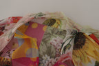 Multicolor Ascot Collar Patchwork Blouse Top