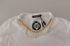 White Necklace Embellished Neckline T-shirt Top