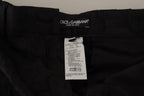 Black Brocade Cropped High Waist Pants