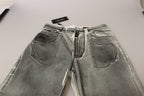 Grey Washed High Waist Denim Pants Cotton Jeans