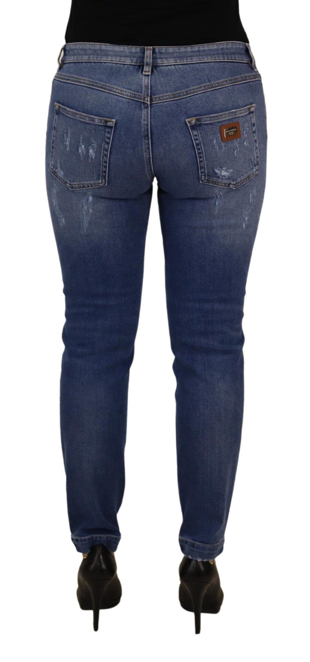 Blue Washed Cotton Skinny Low Waist Denim Jeans