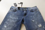 Blue Washed Cotton Skinny Low Waist Denim Jeans