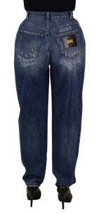 Blue Washed High Waist Loose Fit Pants