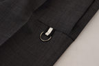 Gray Checked Cargo Trousers Stretch Pants