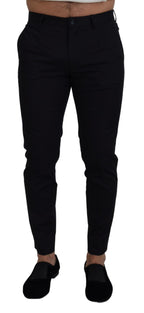 Blue Stretch Cotton Slim Trousers Chinos Pants