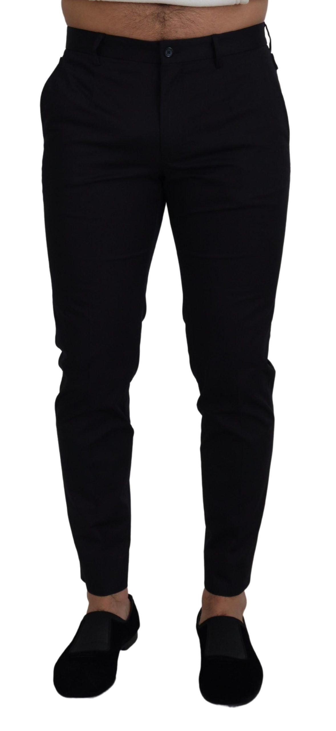 Blue Stretch Cotton Slim Trousers Chinos Pants