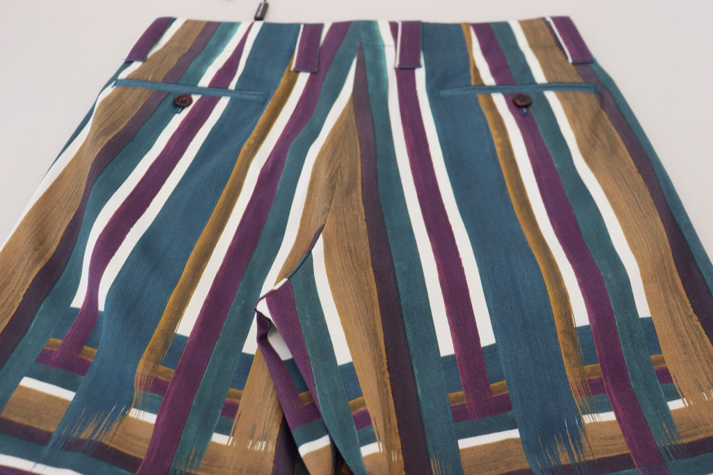 Multicolor Striped Stretch Cotton Shorts