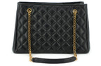 Black Quilted Nappa Leather Medusa Tote Handbag
