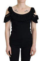 Black Tank Top Blouse Tassle Cotton Blouse