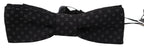 Black Pattern Silk Adjustable Neck Papillon Bow Tie