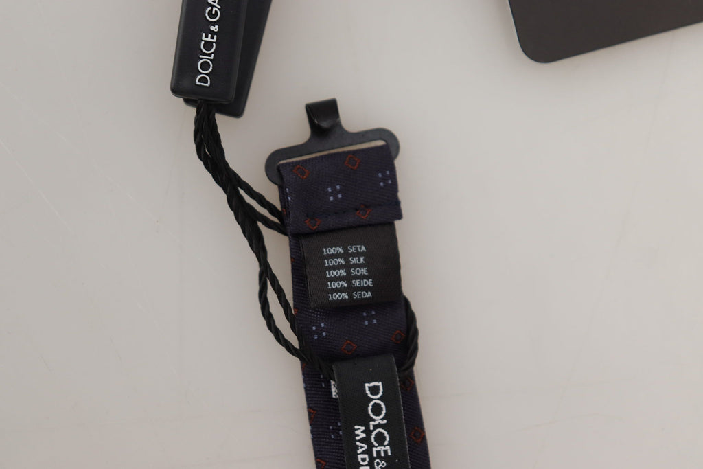 Blue Pattern Silk Adjustable Neck Papillon Bow Tie