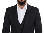 Black Floral Brocade 2 Piece MARTINI Suit