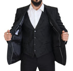 Black Floral Brocade 2 Piece MARTINI Suit
