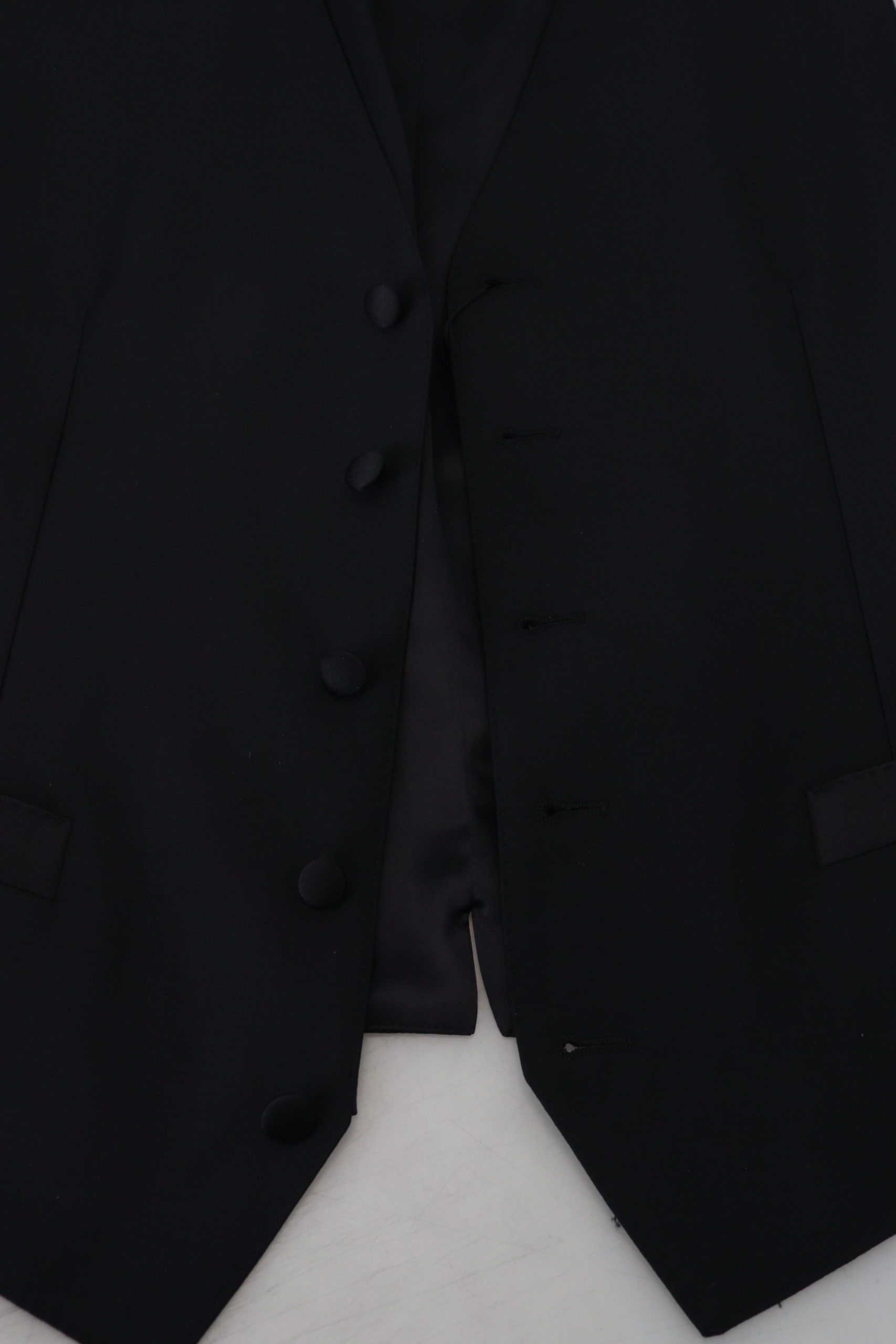 Black Virgin Wool Waistcoat Formal Dress Vest