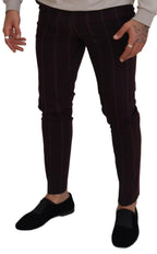 Brown Striped Men Trousers Cotton Pants
