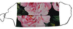 Black Floral Pleated Elastic Ear Strap Face Mask