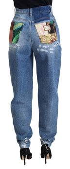 Blue Washed Cotton Tattered Denim Jeans