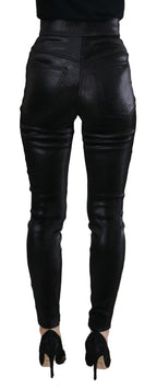 Black Washed Cotton Skinny Denim Jeans
