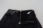 Black Washed Cotton High Waist Denim Jeans