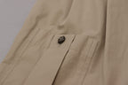 Beige Cotton Women Cargo Pants