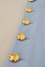 Light Blue Button Wide Leg Pants