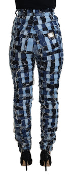 Multicolor Patchwork Cotton Denim Jeans