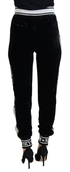 Black DG Logo Velvet Trouser Pants