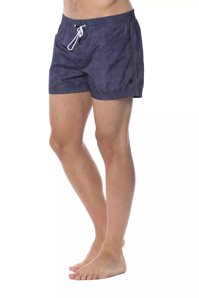 Blue Polyester Men's Swim Trunk