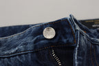 Blue Cotton Tattered Men Denim Jeans