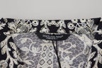 Blue Silk Floral Baroque Satin Casual Shirt