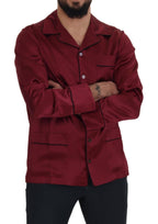 Red Silk Lounge Top Pajama Sleepwear Shirt