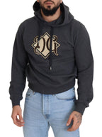 Gray Logo Cotton Hooded Sweatshirt Sweater