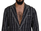 Blue Striped Silk Pajama Shirt Jacket
