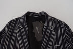 Blue Striped Silk Pajama Shirt Jacket