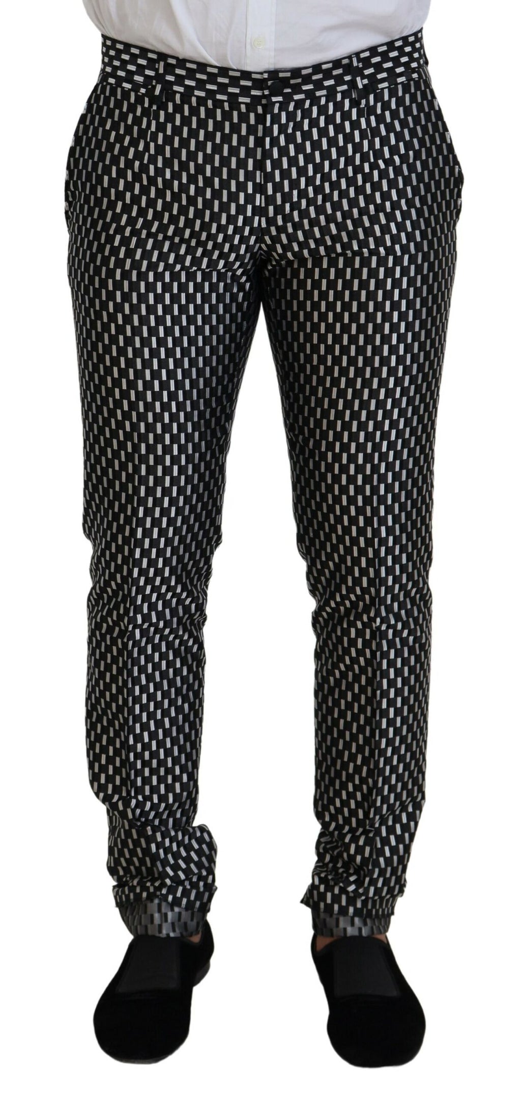 Black White Silk MARTINI Slim Fit Suit