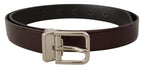 Brown Patent Leather Silver Metal Buckle Belt