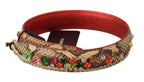 Beige Exotic Leather Crystals Shoulder Strap
