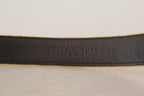 Mustard Velvet Gold Logo Engraved Metal Buckle Belt