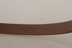Brown Logo Engraved Metal Waist Buckle Belt